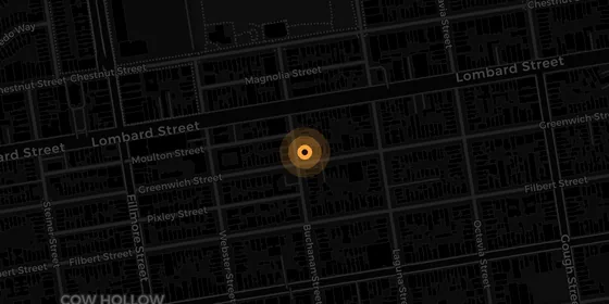 Map showing the Kindlewood Films studio on Buchanan Street in the Cow Hollow neighbourhood of San Francisco